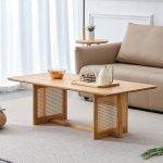 Centre Coffee Table With Rattan Design Base