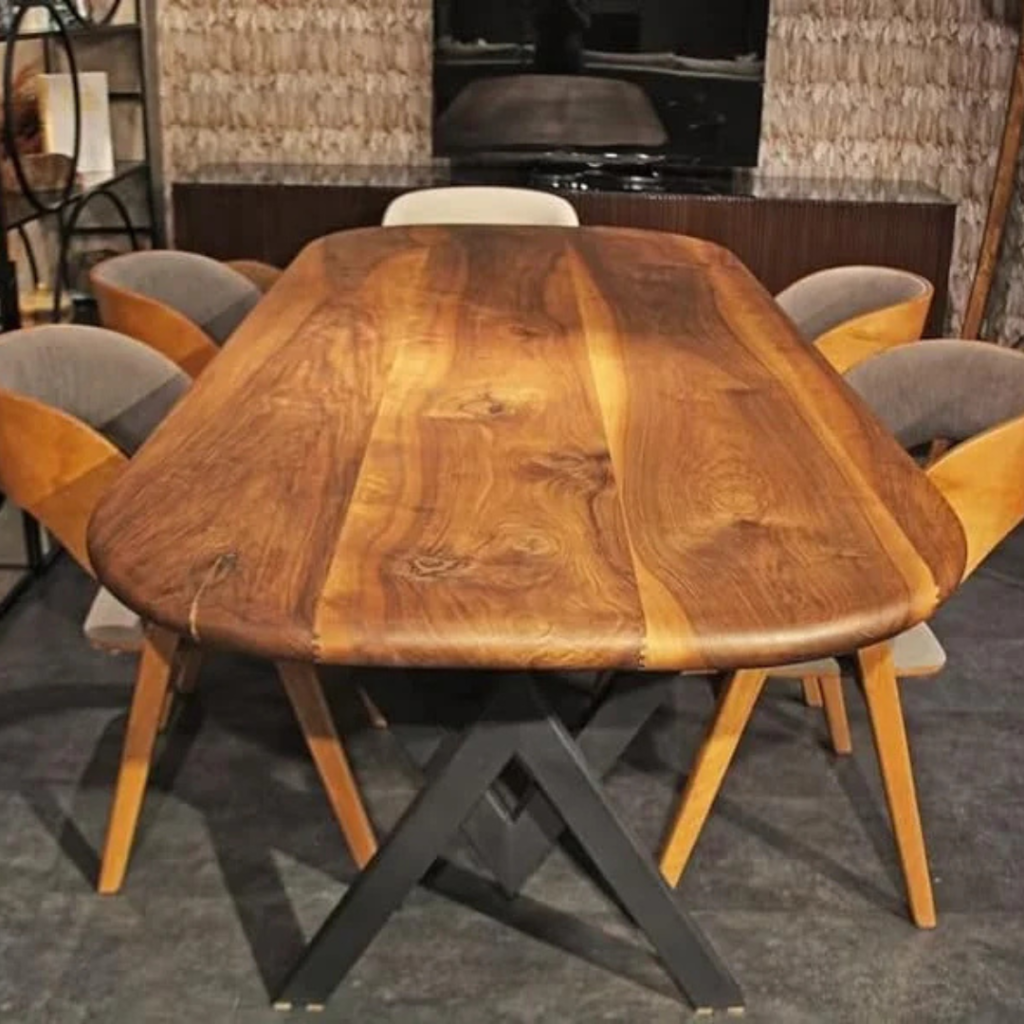 Table Handmade Solid Wood Table with Metal Legs