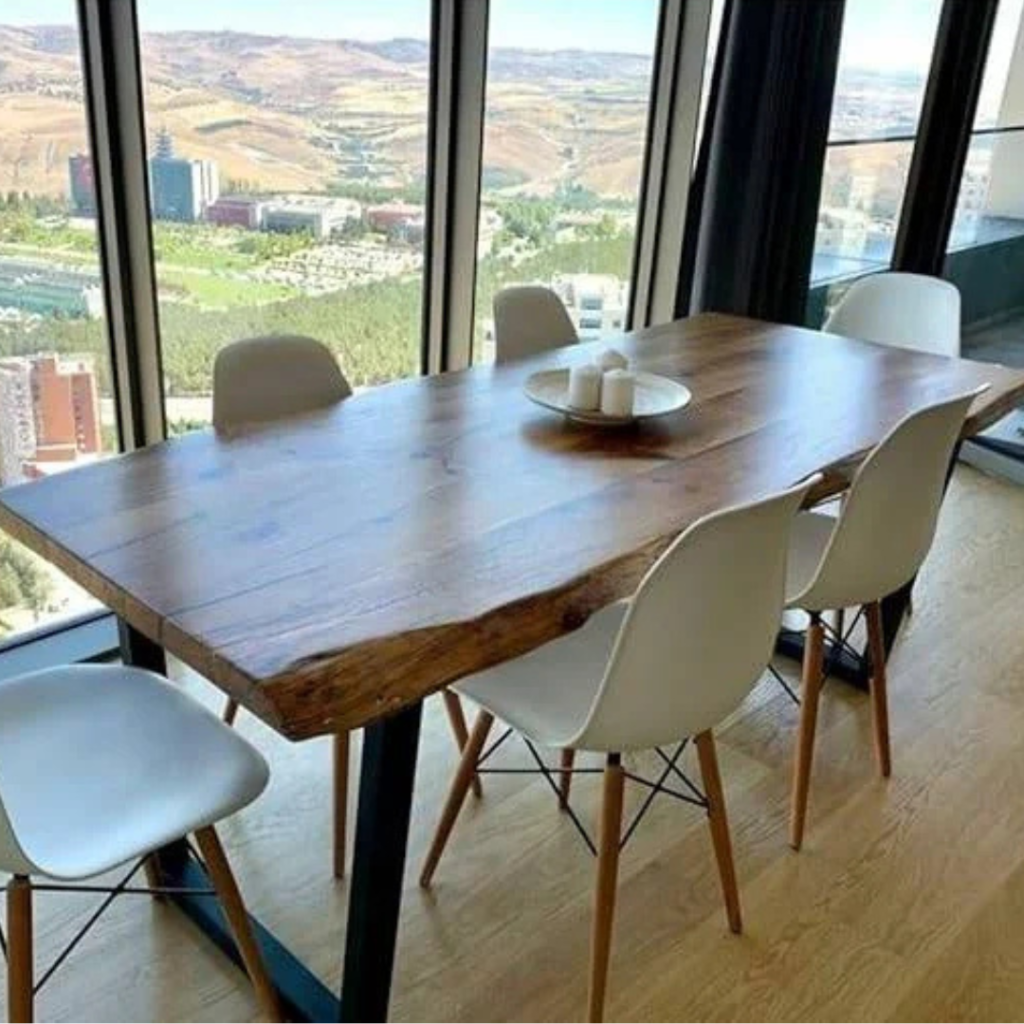 6 Seater Dining Table Set in Walnut Finish