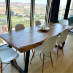 6 Seater Dining Table Set in Walnut Finish