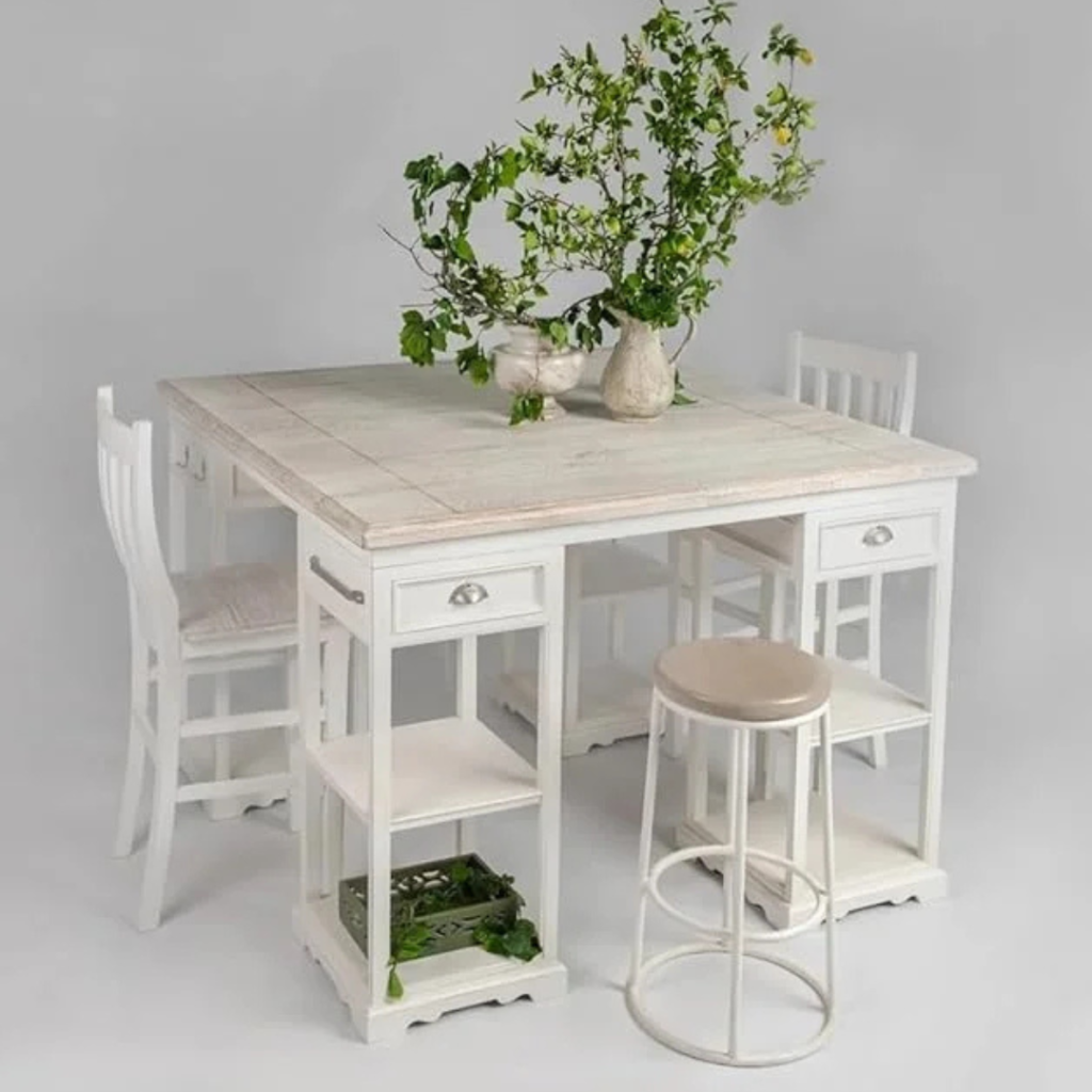 Wooden 4 Seater Dining Table with Storage