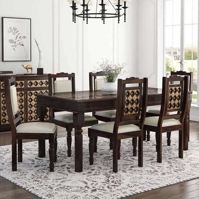 Dining Set with Brass Inlay
