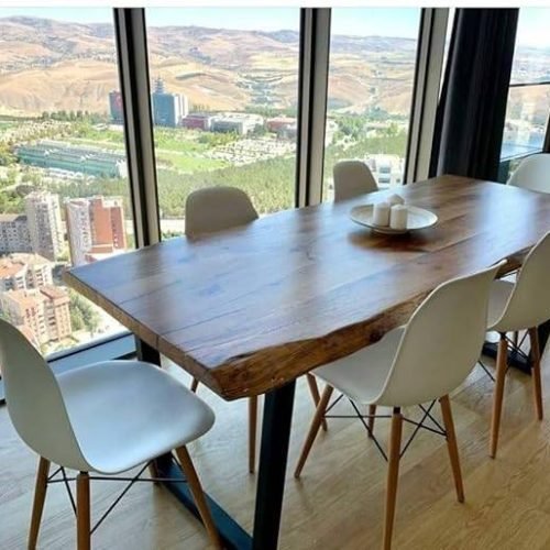 6 Seater Dining atble Set With Metal legs