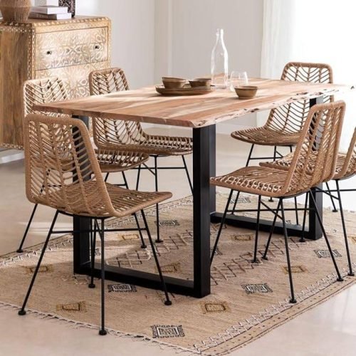 6 Seater Dining Table with Metal Legs (Only Table)
