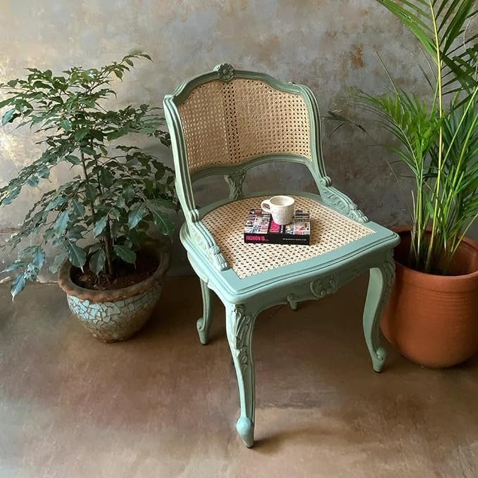 Handcarved Rattan Armless Chair