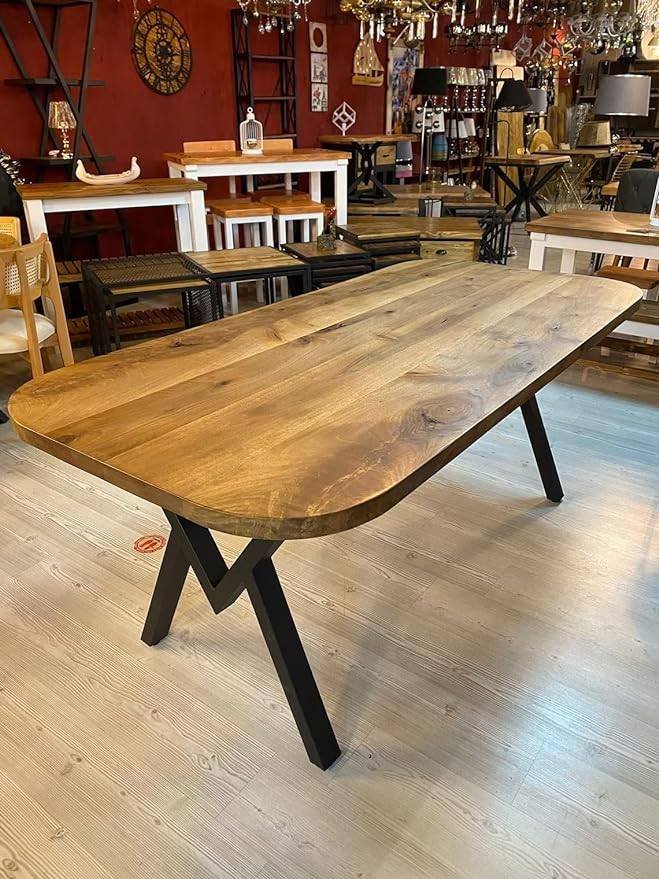 6 Seater Dining Table Set with Metal legs