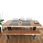 6 Seater Dining Table with Metal Cross Legs