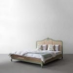 Green Hand Carved Rattan Bed