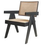 Rattan Armrest Chair in Black for Home