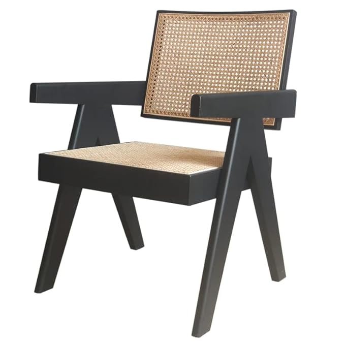 Rattan Armrest Chair in Black for Home