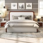 King Size Bed in white & brown