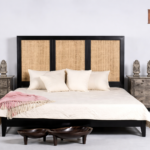 Noziya Black Carved Head Board Bed for Living Room, Bed Room , Hotel & Home