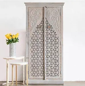 Wooden Carved Storage Wardrobe Almirah