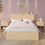 Bed with Rattan Headboard in Natural Bed