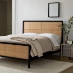 Black Rattan Headbord Bed