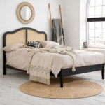 Noziya Solid Sheesham Wooden King Size Bed with Rattan Headboard & without Storage Box for Bedroom, Hotel & Home