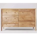 Noziya Furniture Natural Mango Wood Chest of Drawer |Storage Cabinet With 6 Drawers in Natural Finish
