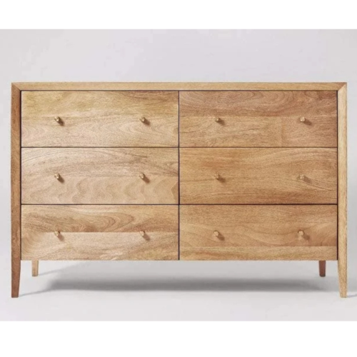 Noziya Furniture Natural Mango Wood Chest of Drawer |Storage Cabinet With 6 Drawers in Natural Finish