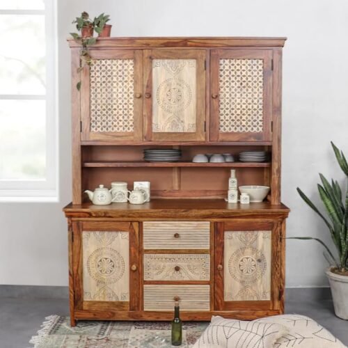 Hand Carved Solid Wood Buffet & Sideboard Cabinet