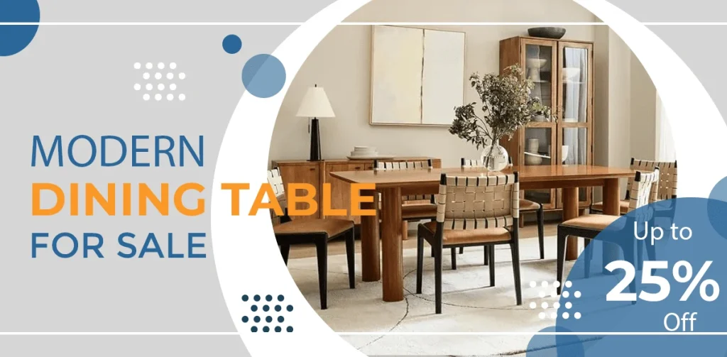 dining table banner with 25 off offer