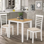 Noziya Furniture Solid Wooden Dining Table Set with 2 Armless Chairs – Oak Finish for Dining Room, Restaurant and Home