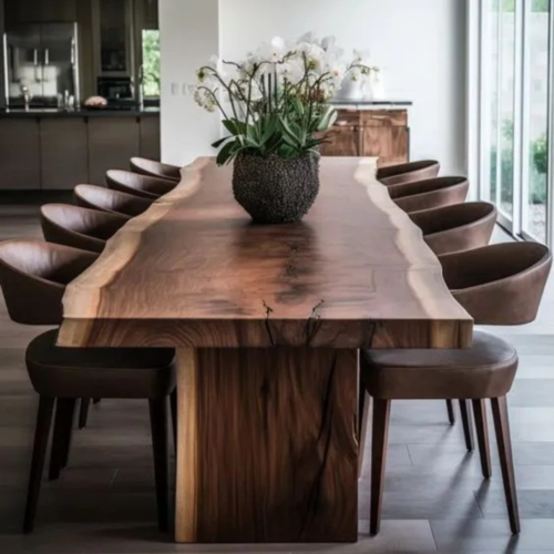 Noziya Furniture 10-Seater Teak Wood Dining Table For Luxury Home and Dining room