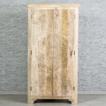 Wardrobe with Hand-Carved Floral Design