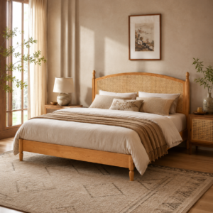 Solid Mango Wood Cane Bed
