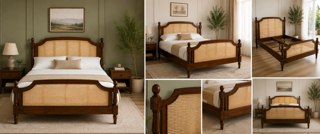 Camille-Style Cane Bed with Footboard